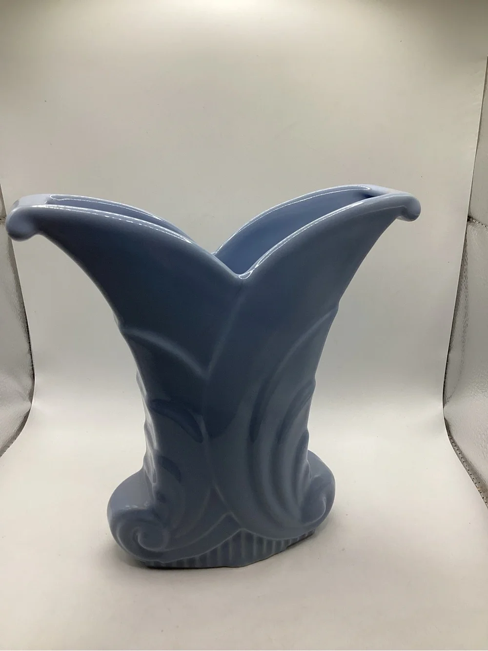 Vintage Abingdon USA Pottery Blue Art Deco #512 Ceramic Vase Flower Planter